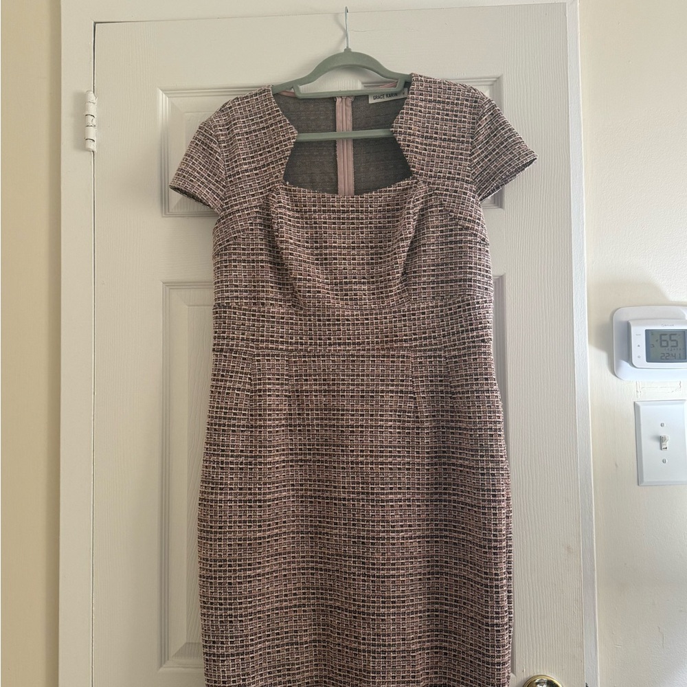 Grace Karin Pink Tweed Midi Dress